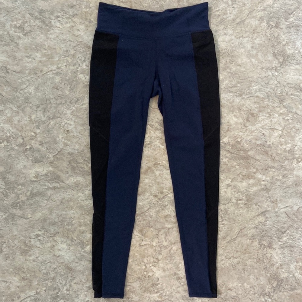 Leggings Athleta Navy Blue Black Mesh Panel High Rise Active Leggings